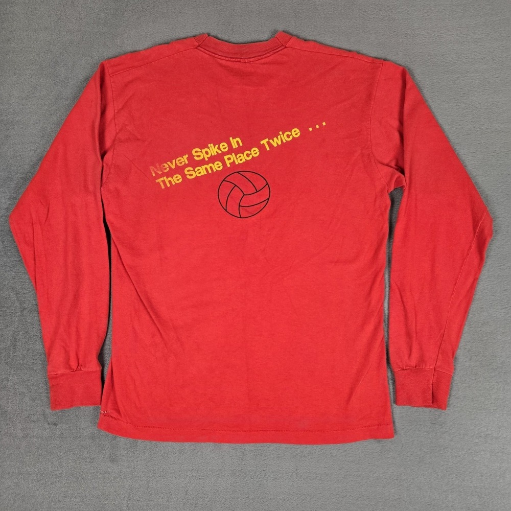 Vintage Volleyball T-Shirt Mens Large Long Sleeve Never Spike The Same Place 90s